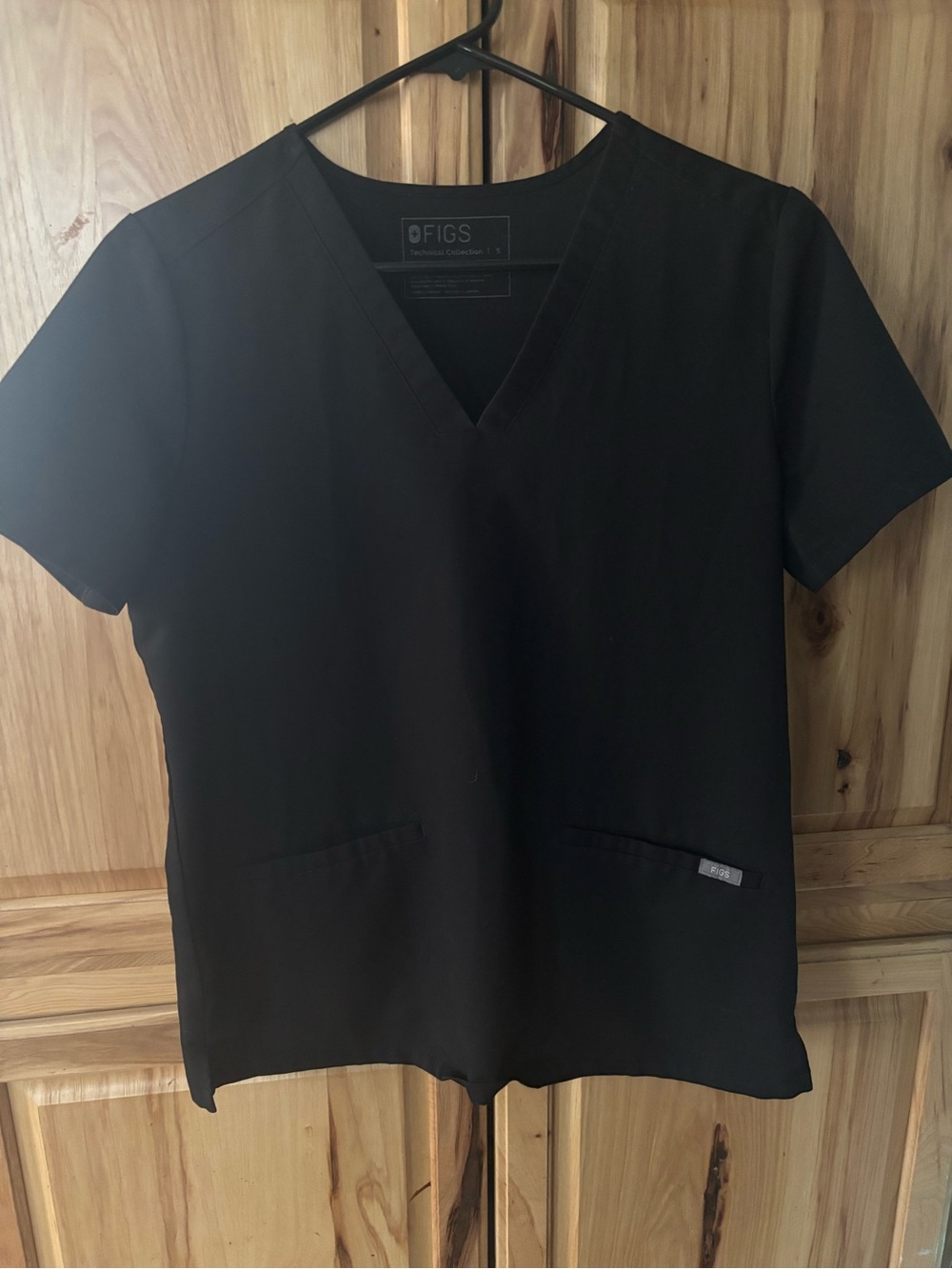 Figs Black V-Neck Short Sleeve Medical Top
